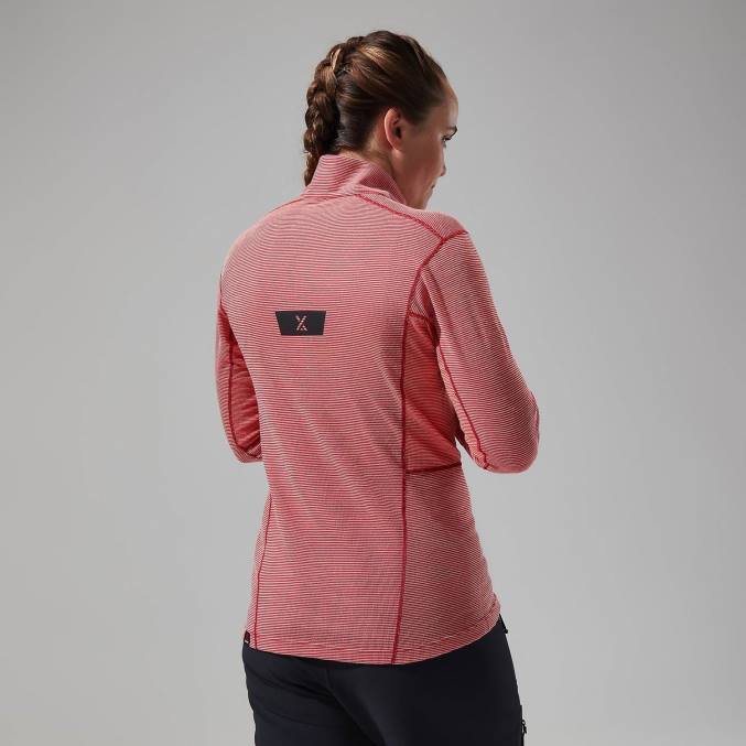 Berghaus ženske mtn vodilo z dolgimi rokavi in ​​pol zadrgo 6JTH522 oblačila visoka rdeča/goji jagoda