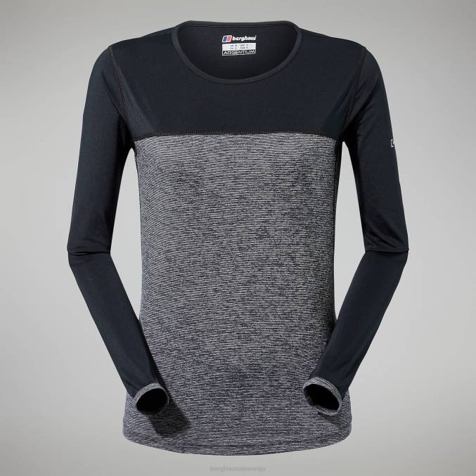 Berghaus ženske voyager tech majica z dolgimi rokavi 6JTH510 oblačila temno siva/črna