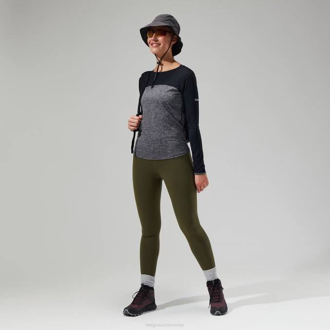 Berghaus ženske voyager tech majica z dolgimi rokavi 6JTH510 oblačila temno siva/črna