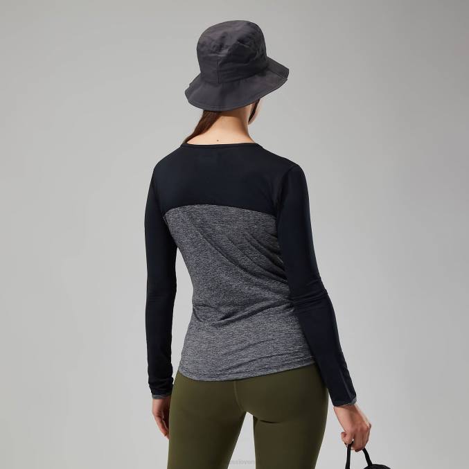 Berghaus ženske voyager tech majica z dolgimi rokavi 6JTH510 oblačila temno siva/črna