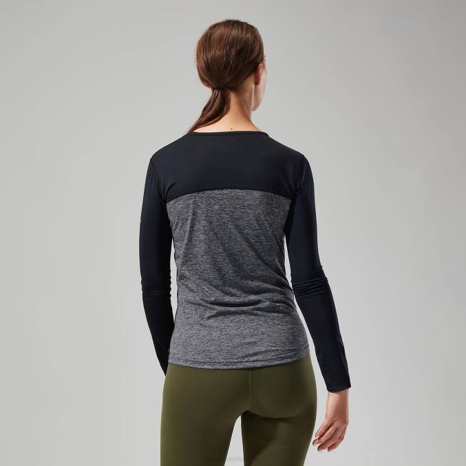 Berghaus ženske voyager tech majica z dolgimi rokavi 6JTH510 oblačila temno siva/črna