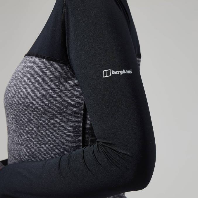 Berghaus ženske voyager tech majica z dolgimi rokavi 6JTH510 oblačila temno siva/črna