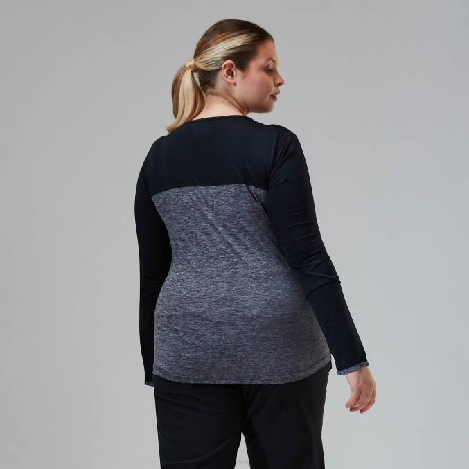 Berghaus ženske voyager tech majica z dolgimi rokavi 6JTH510 oblačila temno siva/črna