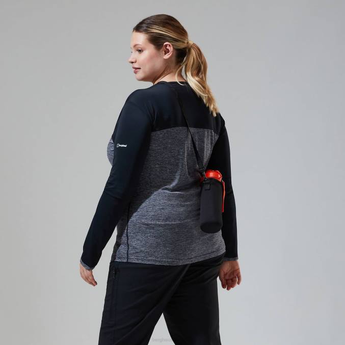 Berghaus ženske voyager tech majica z dolgimi rokavi 6JTH510 oblačila temno siva/črna