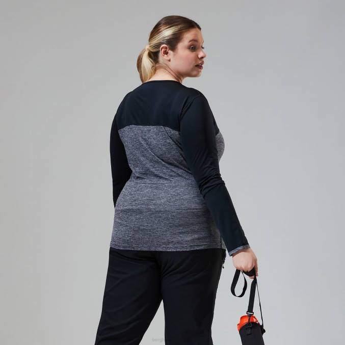 Berghaus ženske voyager tech majica z dolgimi rokavi 6JTH510 oblačila temno siva/črna