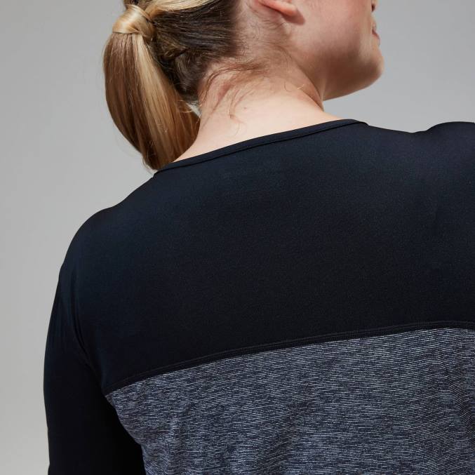 Berghaus ženske voyager tech majica z dolgimi rokavi 6JTH510 oblačila temno siva/črna