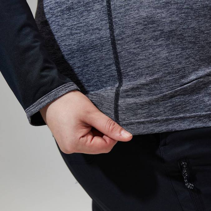 Berghaus ženske voyager tech majica z dolgimi rokavi 6JTH510 oblačila temno siva/črna