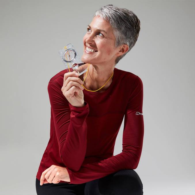 Berghaus ženske voyager tech majica z dolgimi rokavi 6JTH511 oblačila rdeča