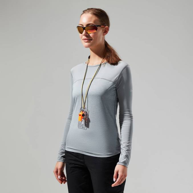 Berghaus ženske voyager tech majica z dolgimi rokavi 6JTH512 oblačila siva