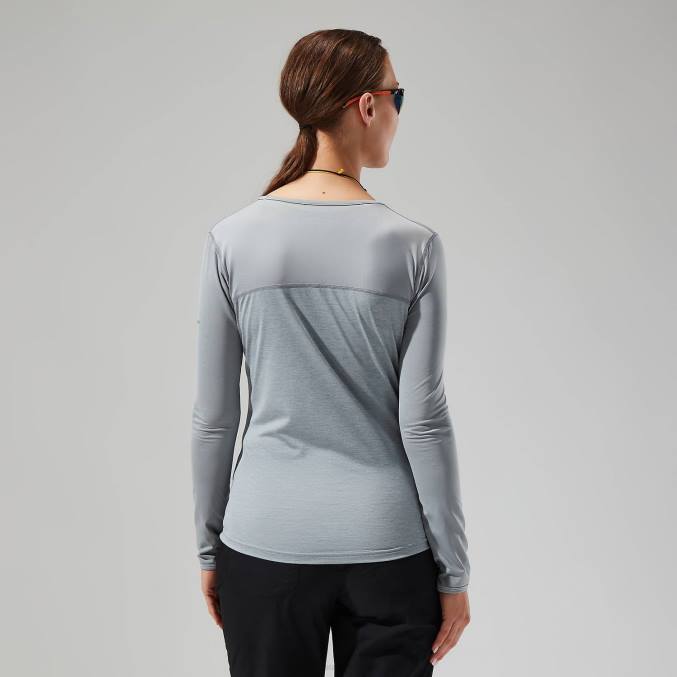 Berghaus ženske voyager tech majica z dolgimi rokavi 6JTH512 oblačila siva
