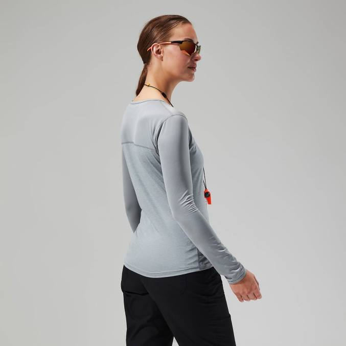 Berghaus ženske voyager tech majica z dolgimi rokavi 6JTH512 oblačila siva