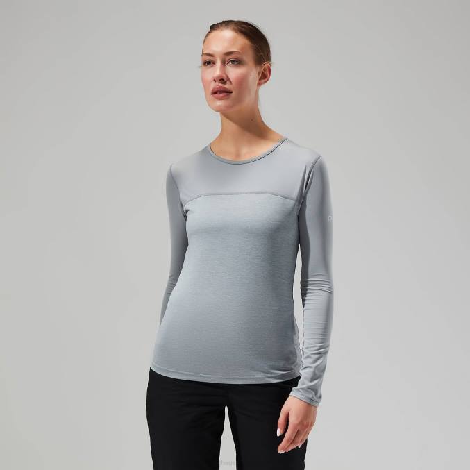 Berghaus ženske voyager tech majica z dolgimi rokavi 6JTH512 oblačila siva
