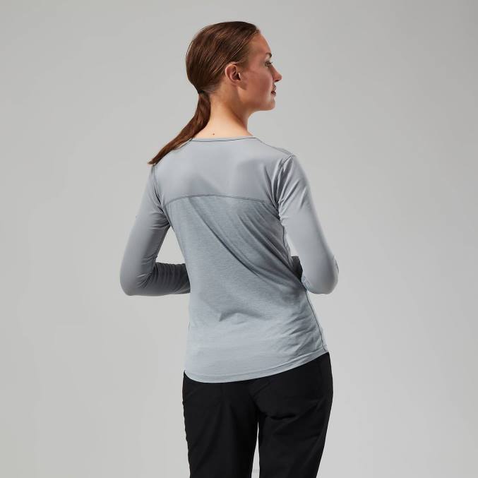 Berghaus ženske voyager tech majica z dolgimi rokavi 6JTH512 oblačila siva